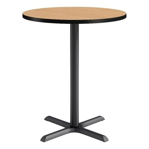 KFI Studios 36in Round Dining Table - 42in H - Natural Top - Black Base