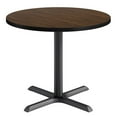 thumbnail image 1 of KFI Studios 36in Round Dining Table - Walnut Engineered Wood Top - Black Base, 1 of 1