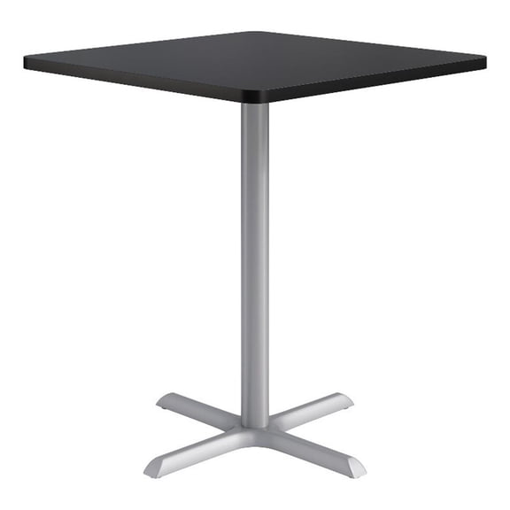 KFI Studios 36in Square Dining Table - 42in H - Black Top - Silver Base