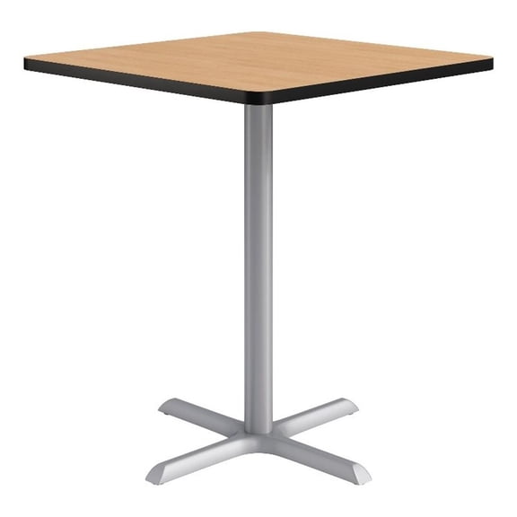 KFI Studios 36in Square Dining Table - 42in H - Natural Top - Silver Base