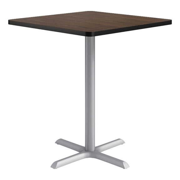 KFI Studios 36in Square Dining Table - 42in H - Walnut Top - Silver Base