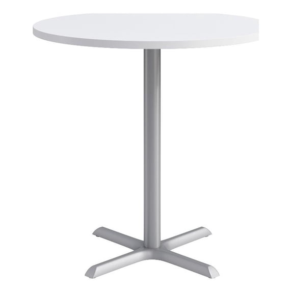 KFI Studios 42in Round Dining Table - 42in H - White Top - Silver Base