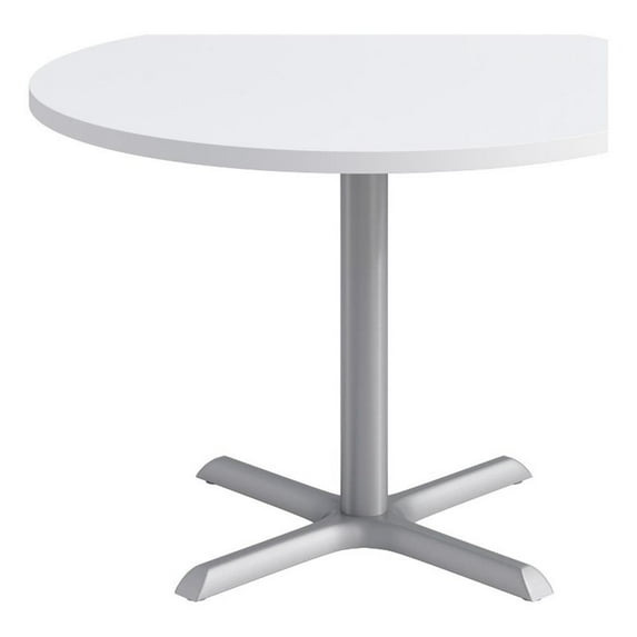 KFI Studios 42in Round Dining Table - White Top - Silver Base