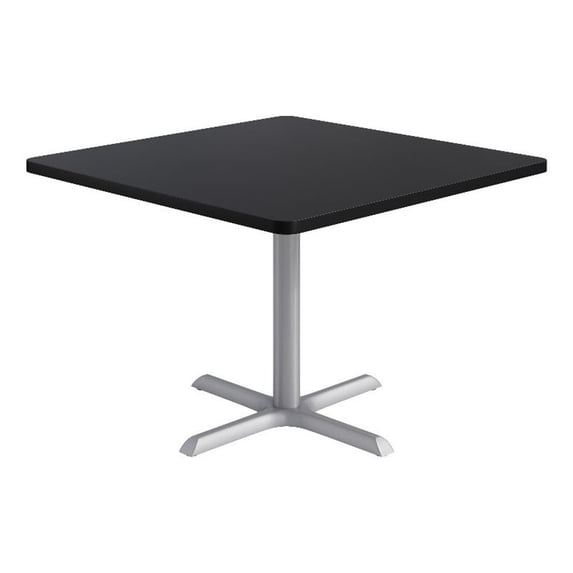 KFI Studios 42in Square Dining Table - Black Top - Silver Base
