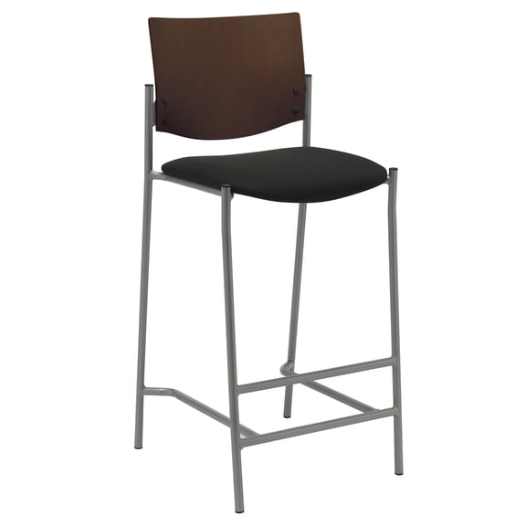 KFI Studios Evolve Barstool, Chocolate Wood Back, Black Seat