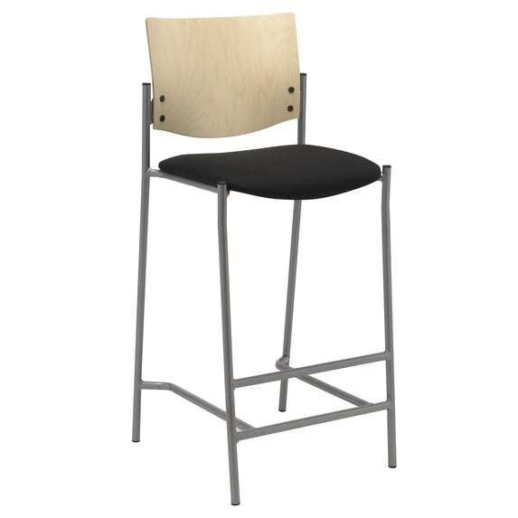 KFI Studios Evolve Barstool, Natural Wood Back, Black Seat