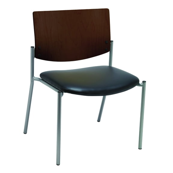 KFI Studios Evolve Big & Tall Dining Chair, Chocolate Wood Back, Black Vinyl Seat