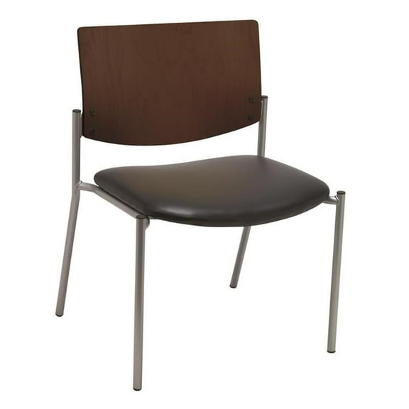 KFI Studios Evolve Big & Tall Dining Chair, Chocolate Wood Back, Black Vinyl Seat