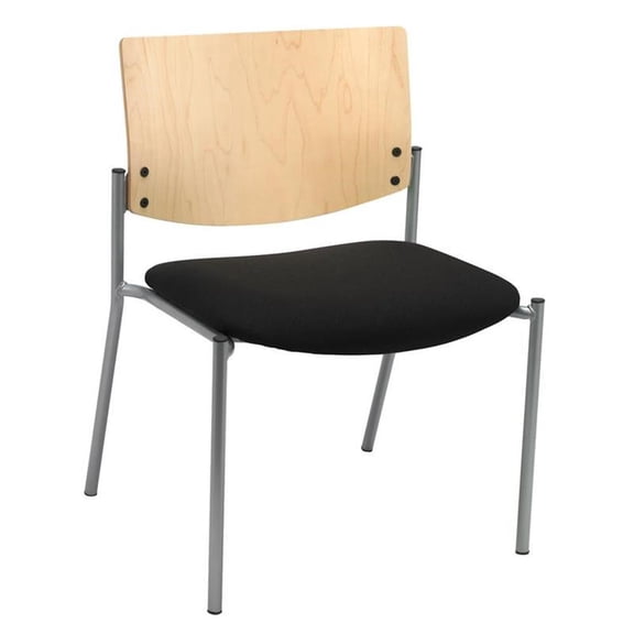 KFI Studios Evolve Big & Tall Dining Chair, Natural Wood Back, Black Seat