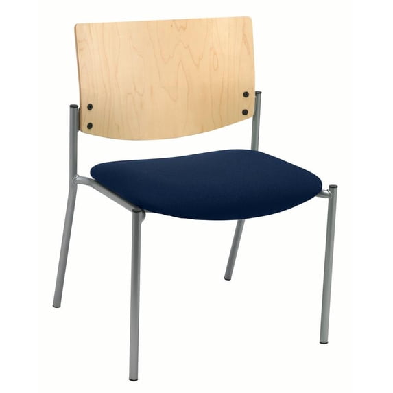 KFI Studios Evolve Big & Tall Dining Chair, Natural Wood Back, Navy Seat