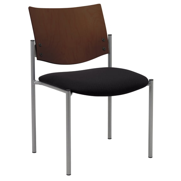 KFI Studios Evolve Dining Chair, Chocolate Wood Back, Black Seat