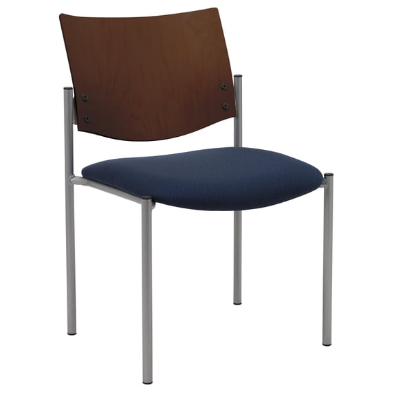KFI Studios Evolve Dining Chair, Chocolate Wood Back, Navy Seat