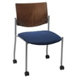 thumbnail image 1 of KFI Studios Evolve Stack Chair with Casters, Chocolate Wood Back, Navy Seat, 1 of 2