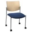 thumbnail image 1 of KFI Studios Evolve Stack Chair with Casters, Natural Wood Back, Navy Seat, 1 of 3