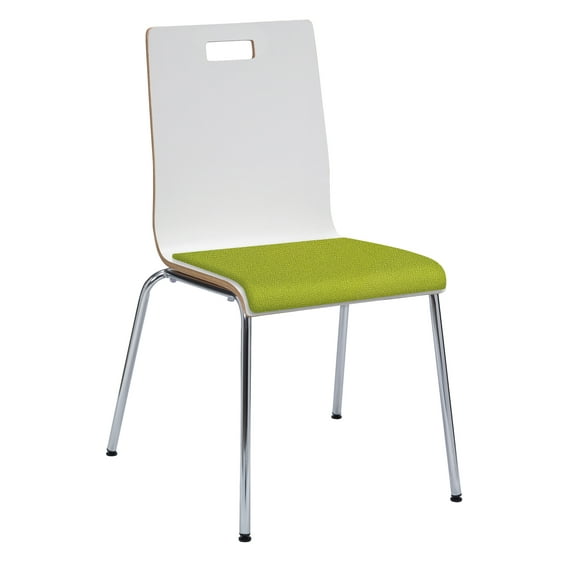 KFI Studios Jive Dining Chair, White Wood Back, Avocado Seat