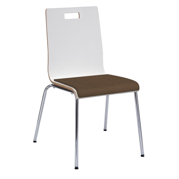 KFI Studios Jive Dining Chair, White Wood Back, Fudge Seat