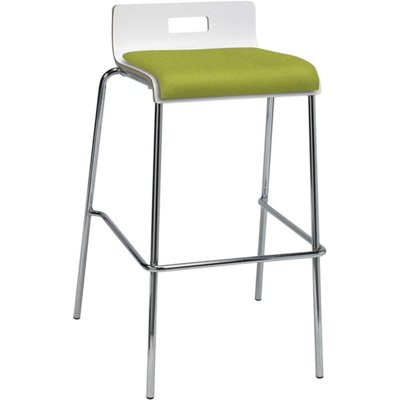 KFI Studios Jive Lowback Barstool, White Wood Back, Avocado Seat
