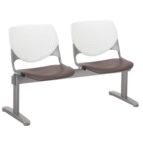 KFI Studios KOOL 2 Seat Reception Bench, White Back, Brownstone Seat
