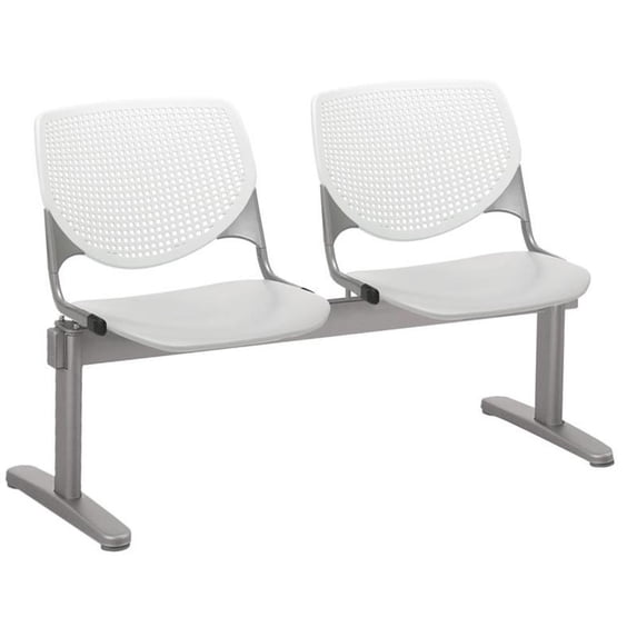KFI Studios KOOL 2 Seat Reception Bench, White Back, Light Gray Seat