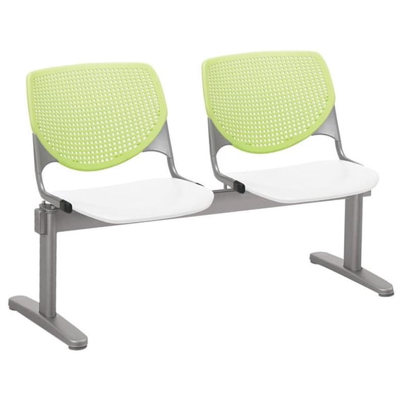 KFI Studios KOOL 2 Seat Reception Bench, White Seat, Lime Green Back