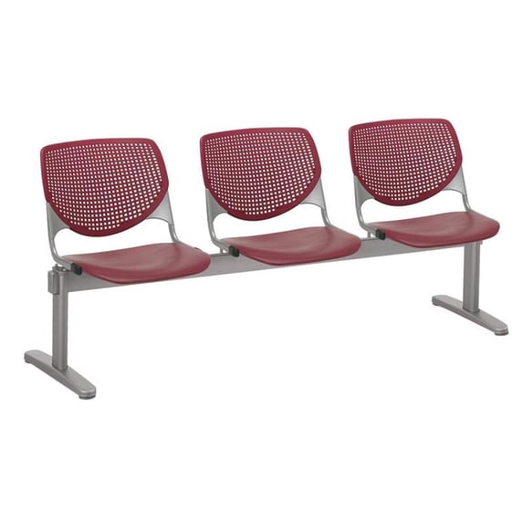 KFI Studios KOOL 3 Seat Reception Bench, Burgundy