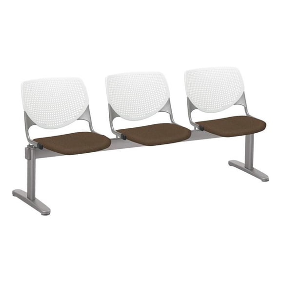 KFI Studios KOOL 3 Seat Reception Bench, White Back, Fudge Seat