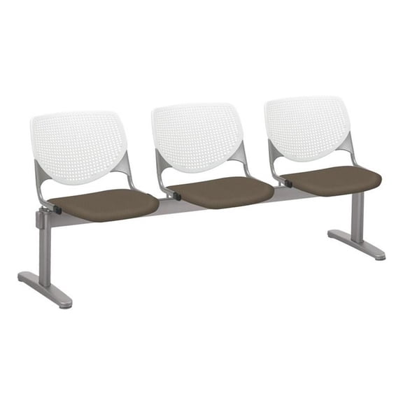 KFI Studios KOOL 3 Seat Reception Bench, White Back, Java Seat