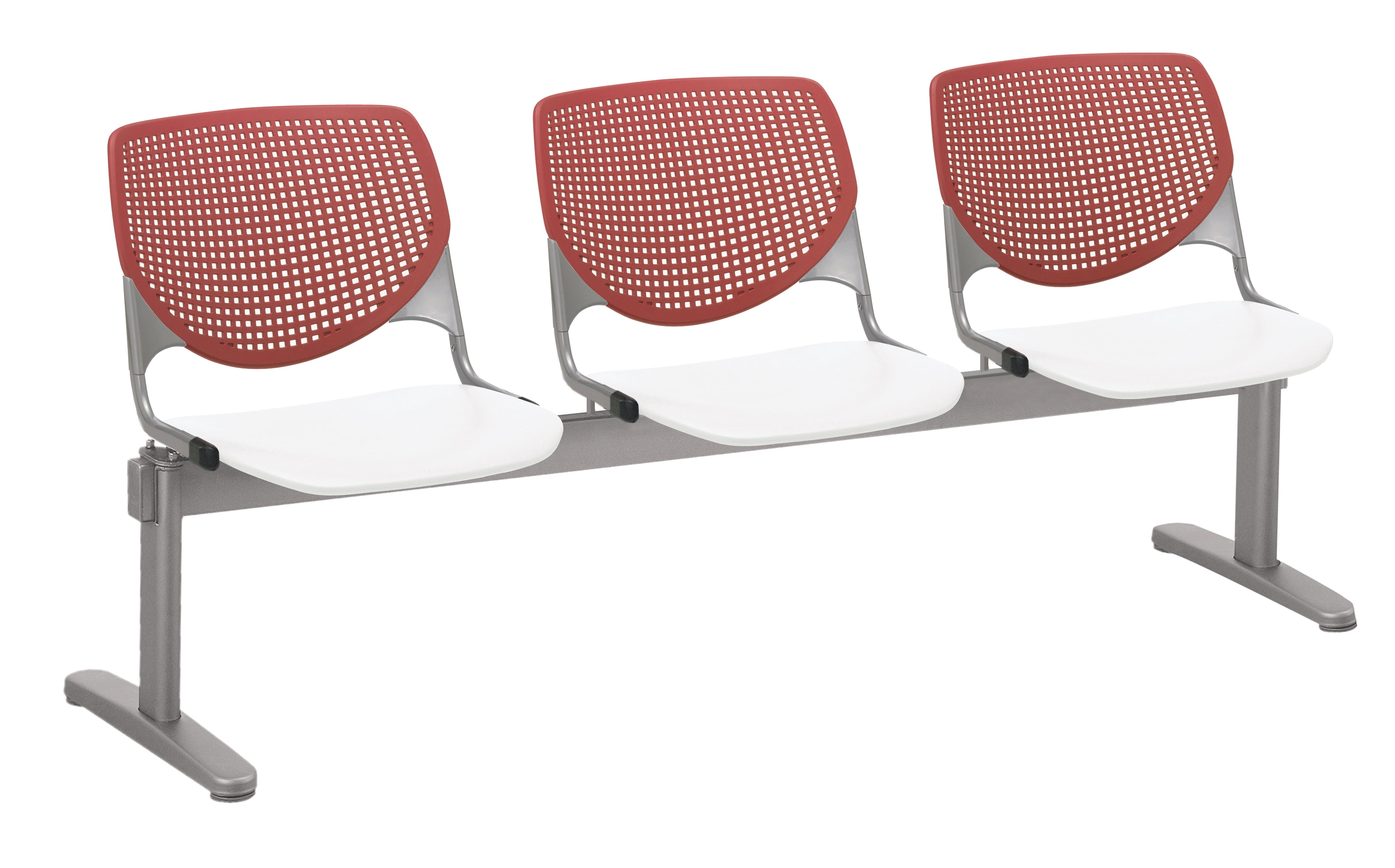 KFI Studios KOOL 3 Seat Reception Bench, White Seat, Sky Blue Back 