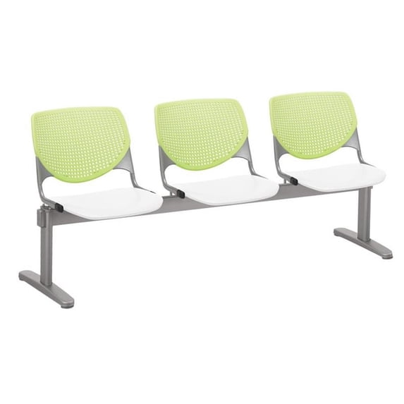 KFI Studios KOOL 3 Seat Reception Bench, White Seat, Lime Green Back