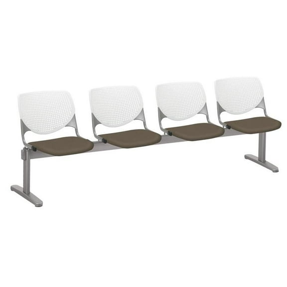 KFI Studios KOOL 4 Seat Reception Bench, White Back, Java Seat