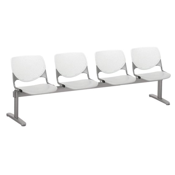 KFI Studios KOOL 4 Seat Reception Bench, White Back, Light Gray Seat