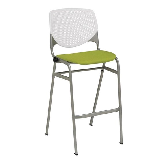 KFI Studios KOOL Armless Stack Barstool, White Back, Avocado Seat