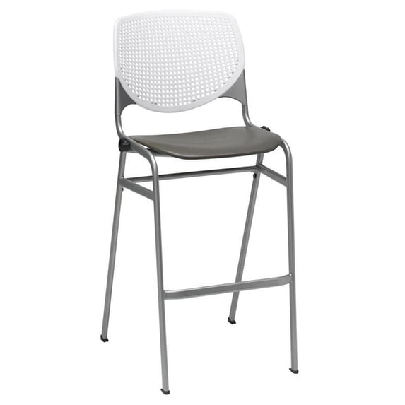 KFI Studios KOOL Armless Stacking Barstool, White Back, Brownstone Seat