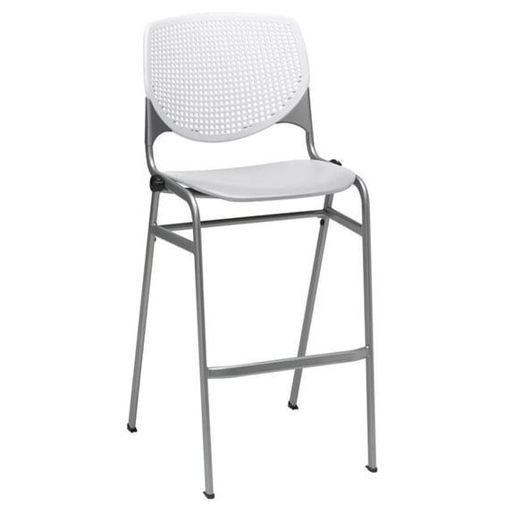 KFI Studios KOOL Armless Stacking Barstool, White Back, Light Gray Seat