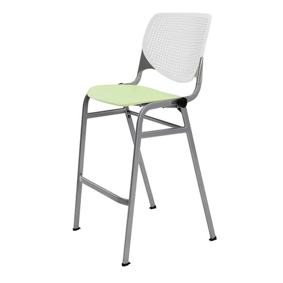 KFI Studios KOOL Armless Stacking Barstool, White Back, Lime Green Seat