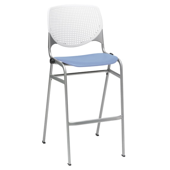KFI Studios KOOL Armless Stacking Barstool, White Back, Peri Blue Seat