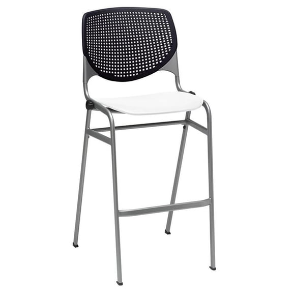 KFI Studios KOOL Armless Stacking Barstool, White Seat, Black Back