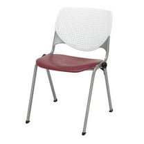 KFI Studios KOOL Armless Stacking Chair, 400lb Capacity, White Back, Burgundy Seat