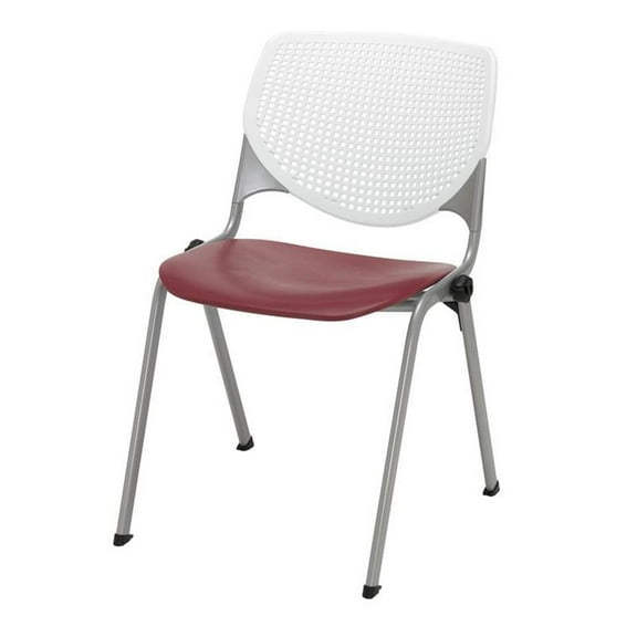 KFI Studios KOOL Armless Stacking Chair, 400lb Capacity, White Back, Burgundy Seat