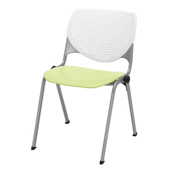 KFI Studios KOOL Armless Stacking Chair, 400lb Capacity, White Back, Lime Green Seat