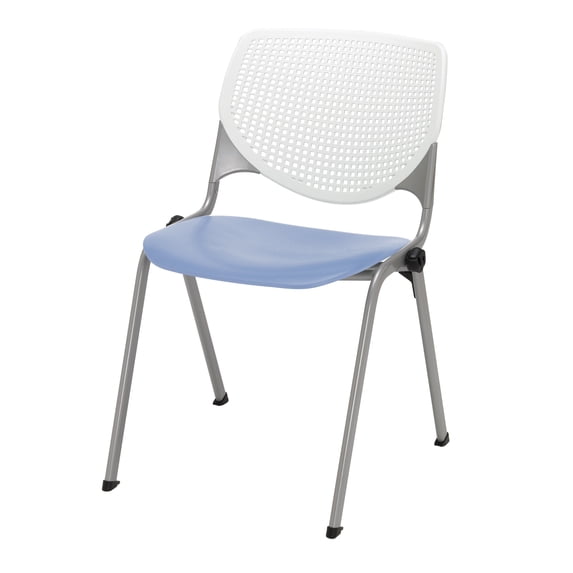 KFI Studios KOOL Armless Stacking Chair, 400lb Capacity, White Back, Peri Blue Seat