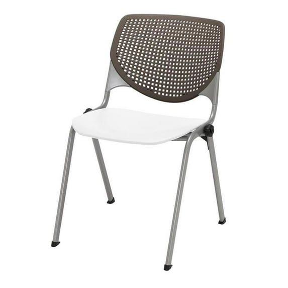 KFI Studios KOOL Armless Stacking Chair, 400lb Capacity, White Seat, Brownstone Back