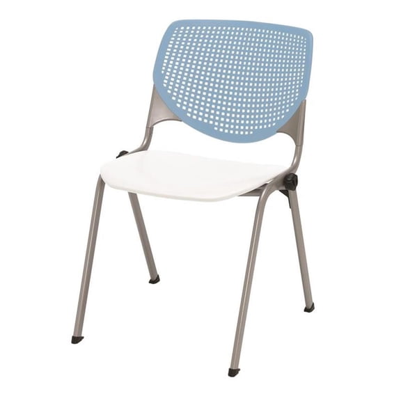 KFI Studios KOOL Armless Stacking Chair, 400lb Capacity, White Seat, Sky Blue Back