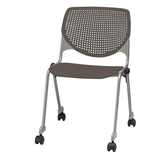 KFI Studios KOOL Armless Stacking Chair with Casters, Brownstone