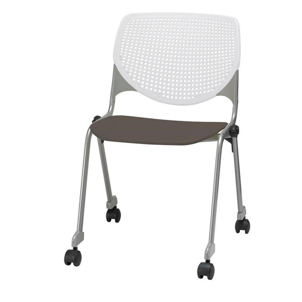 Kool Poly Stackable Chair with Adjustable Arms, Brownstone Metal