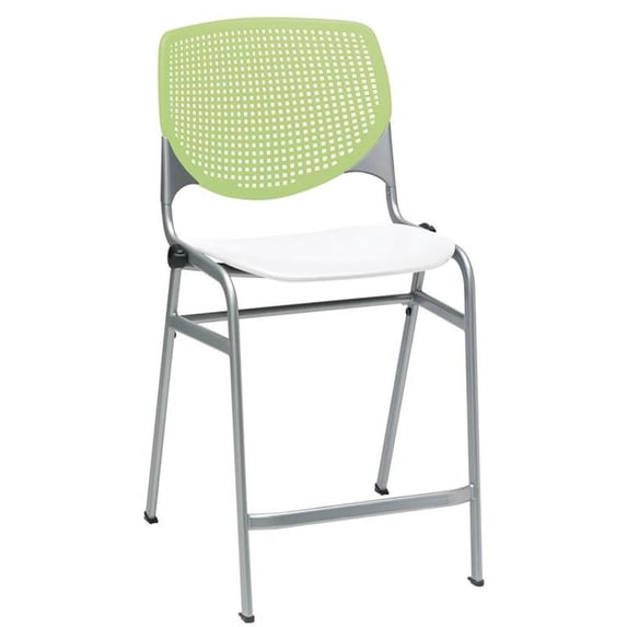 KFI Studios KOOL Armless Stacking Counter Barstool, White Seat, Lime Green Back