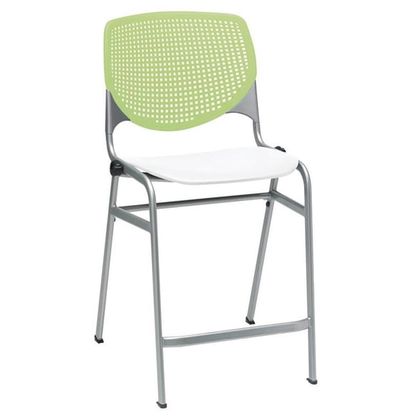 KFI Studios KOOL Armless Stacking Counter Barstool, White Seat, Lime Green Back