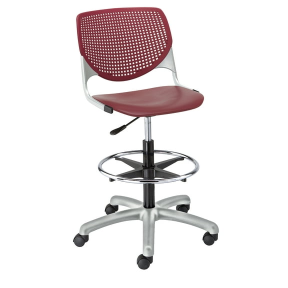 KFI Studios KOOL Home and Office Adjustable Drafting Stool, Burgundy