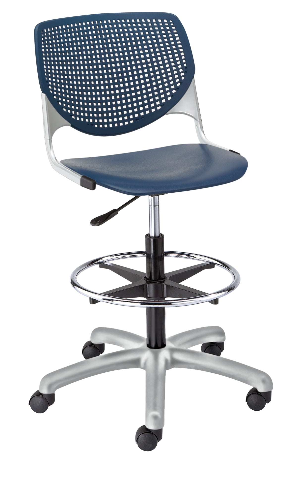 Navy Metal Armless Swivel Drafting Stool