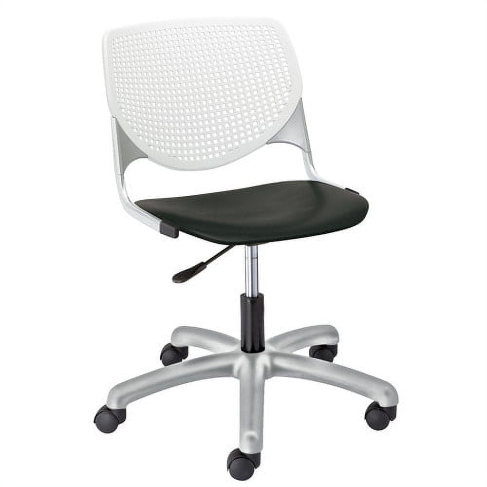 White and Black Mesh Swivel Task Chair with Metal Base